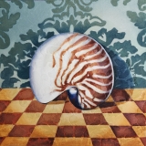 Nautilus | Oil on Flock Textile | 12"x12"